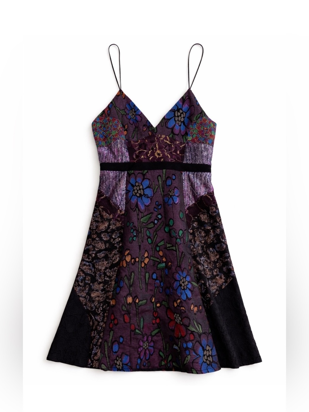 Cynthia Rowley NWT Floral Jacquard Cocktail Dress Size 8 Velvet Waist A-Line - Picture 1 of 8